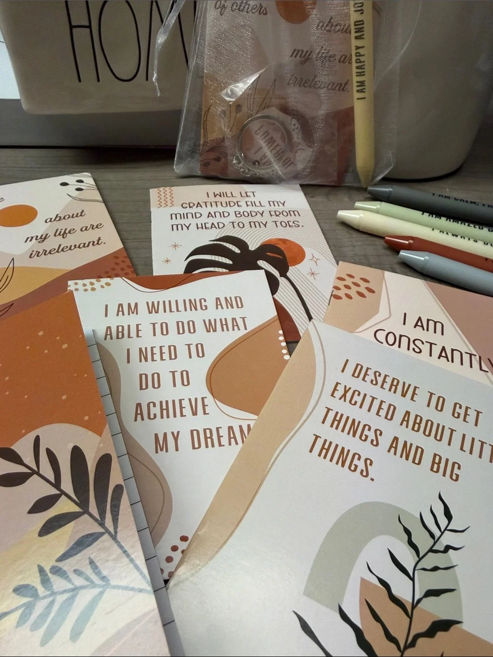Affirmation journal Set 2 sets with Pastel Pens - & key chain/bag charm. 🆕